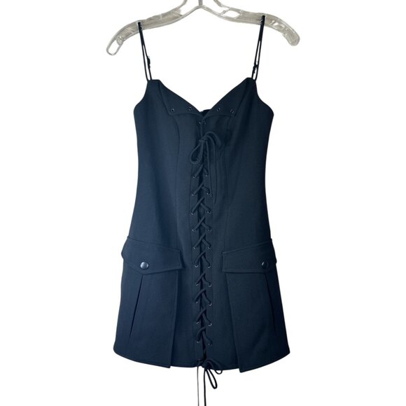 Lovers and Friends Denali Mini Dress in Black XX-Small New as-is Womens Lace Up - Picture 5 of 10